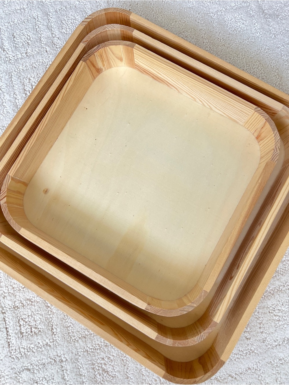 Set of 3 Square Wood Nesting Trays